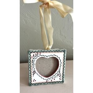Heart Photo Frame Christmas Tree Ornament Floral Checkerboard Country Cottage